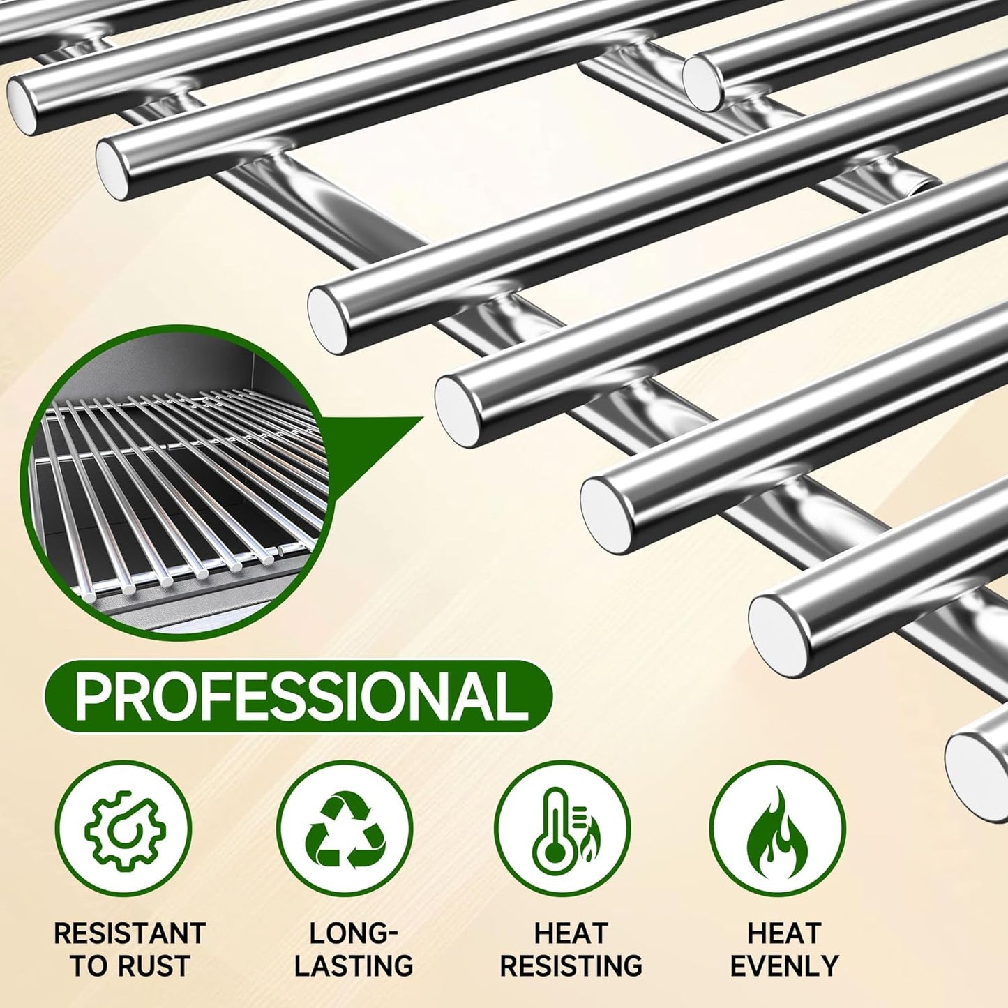 15 Inch Grill Cooking Grates Replacement, Stainless Steel Grill Grates for Select Gas Grill Models by Broil King, Broil-Mate, Huntington and Sterling Gas Grill