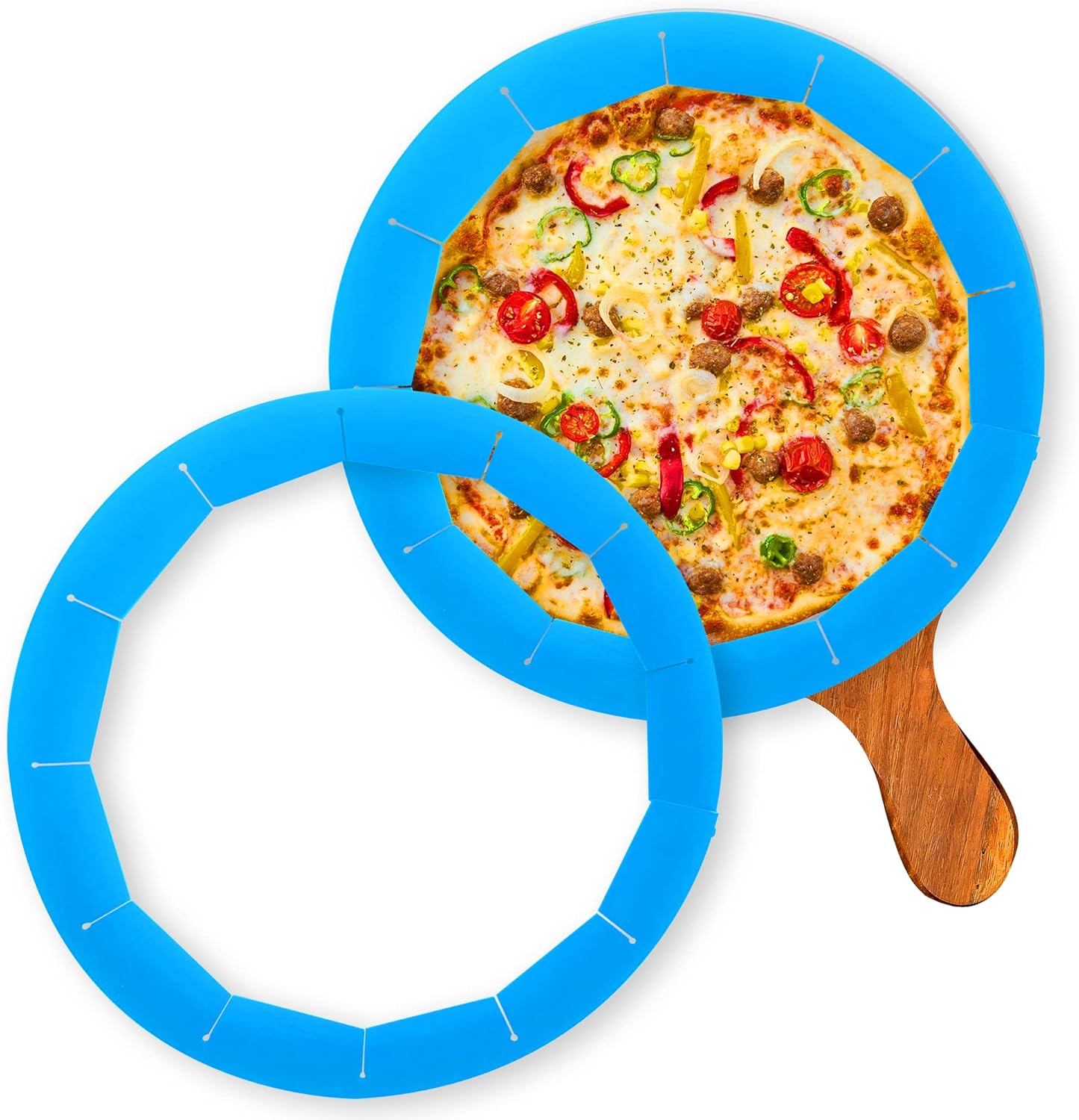 2 Pack Adjustable Silicone Pie Crust Shield, BPA-Free Protector Cover Kitchen Tool for Baking Pizza, Fit 8-10.7 Inch Pies - Dishwasher Safe (Blue)
