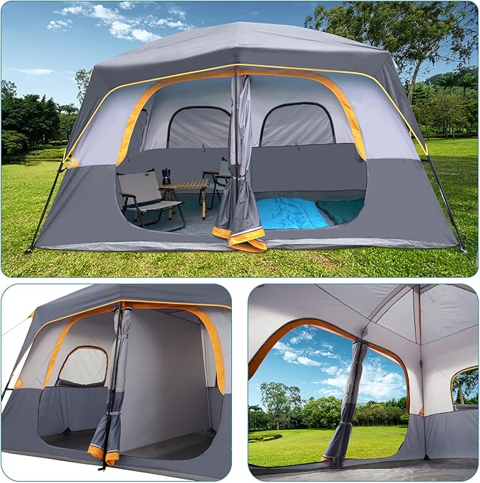 UNP 2/4/6/8 Person Tent, Portable Cabin Tent, Camping Tent 4-Person Easy Set Up, Waterproof with Top Rainfly for Outdoor Camping/Hiking