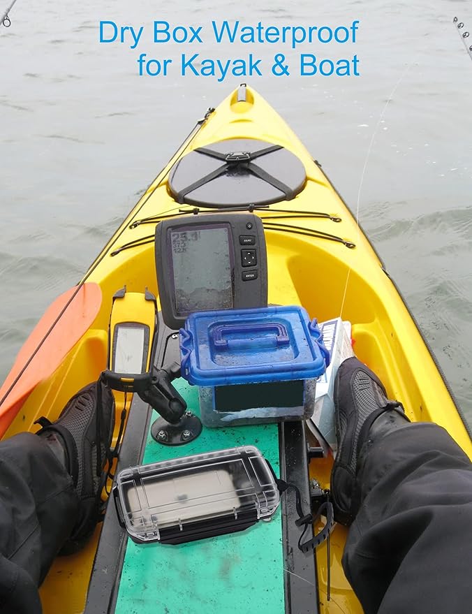 Hlotmeky Waterproof Dry Box for Kayaking, Boat, Phone - Small Container, Watertight Storage Case for Diving (Black)