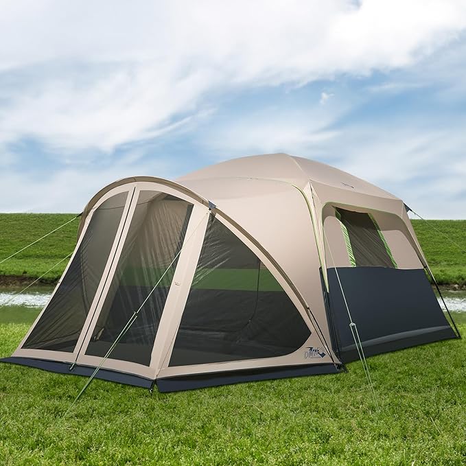 Tents for Camping 6 Person Camping Tent with Screen Porch, Weatherproof Large Cabin Tent with Rainfly and Carry Bag, Family Tent for Outdoor Camping and Backyard