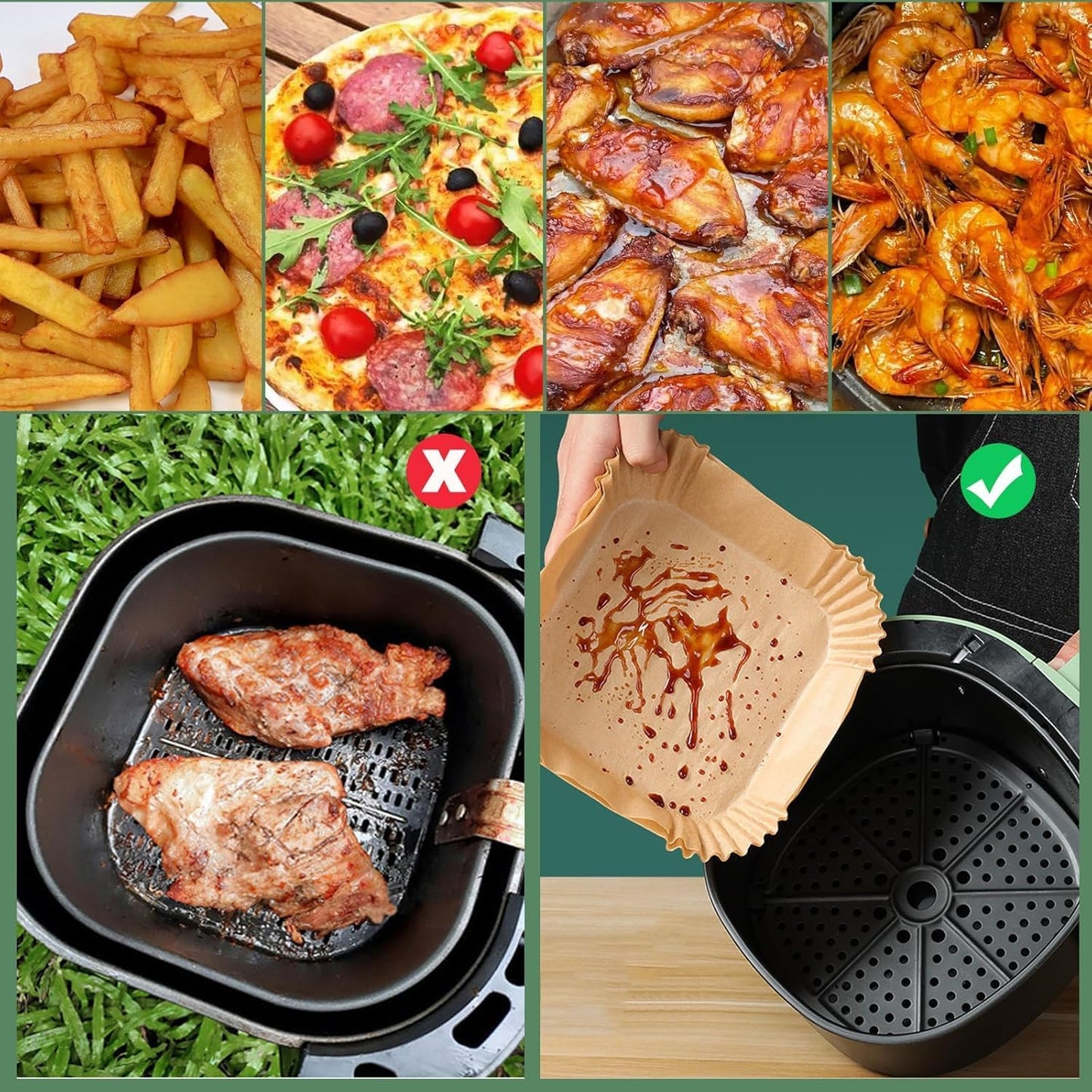 100Pcs Air Fryer Liners Disposable,LYHOLKEER 9inch Airfryer Liners for 5-8QT,Square Air Fryer Parchment Paper Liners for Ninja AF141/AF181/Chefman/Cosori/Instant Pot/Cuisinart and Other 5 to 8Quarts