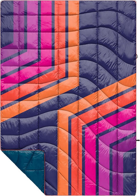 Rumpl The NanoLoft Puffy Blanket | Indoor Outdoor Camping Blanket for Traveling, Picnics, Beach Trips, Concerts | 52" x 75" | Retro Nights, 1-Person