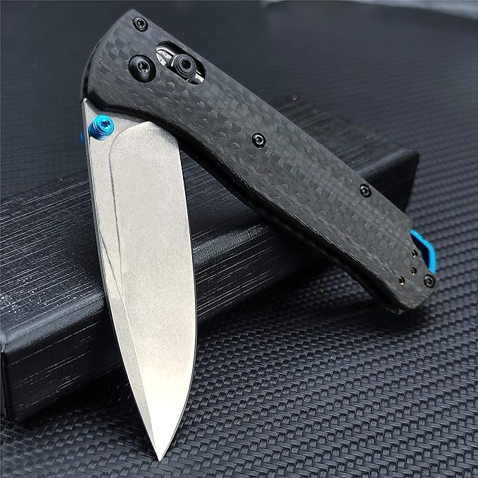 Axis Lock Knife, EDC Folding Pocket Knives For Men,Satin Plain Edge 440C Blade Everyday Carry Thumb Studs Manual Open, Carbon Fiber Handle With Deep Carry Pocket Clip
