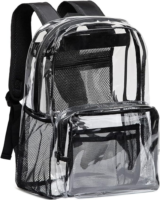 Vorspack Clear Backpack - Heavy Duty PVC Transparent See Through Backpack for College & Workplace