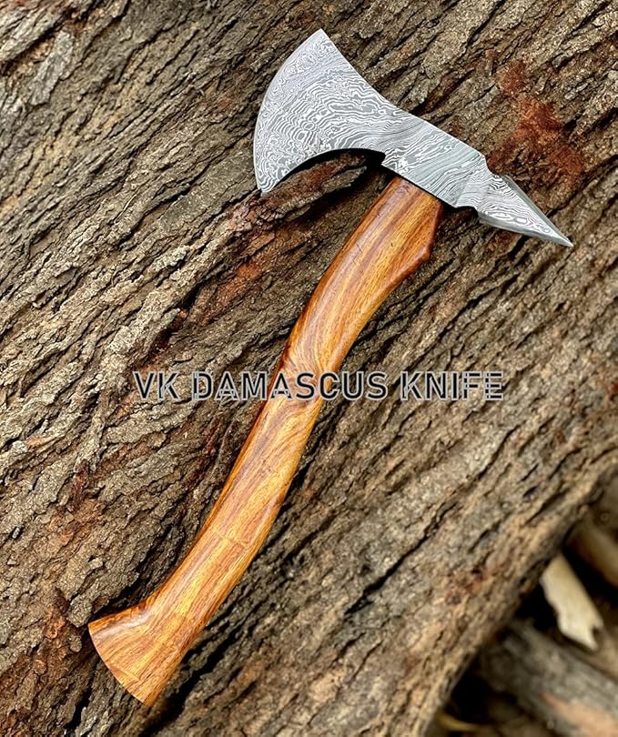 Hatchet Axe, Damascus Axe with Sheath, Tomahawk Axe, Thowing Axe for Wood Cutting, 16 Inch Camping Hatchet with Sheath Ax-2217