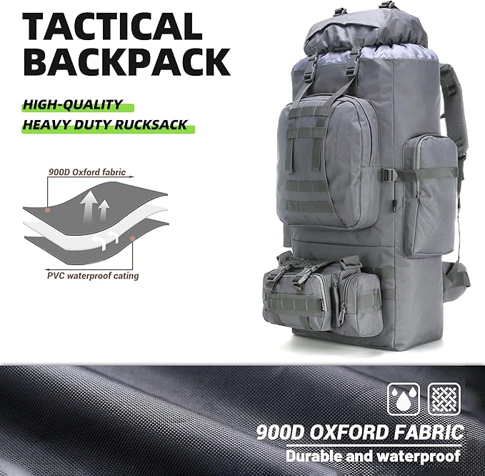 King'sGuard 100L Camping Hiking Backpack Molle Rucksack Military Camping Backpacking Daypack