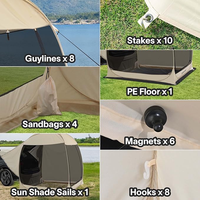 Alvantor Screen House Gazebo, 6-10-15 Person Pop Up Igloo Screened Canopy Tent with Mosquito Netting Sides, Instant UV Resistant Sun Shelter for Garden, Patio, Backyard