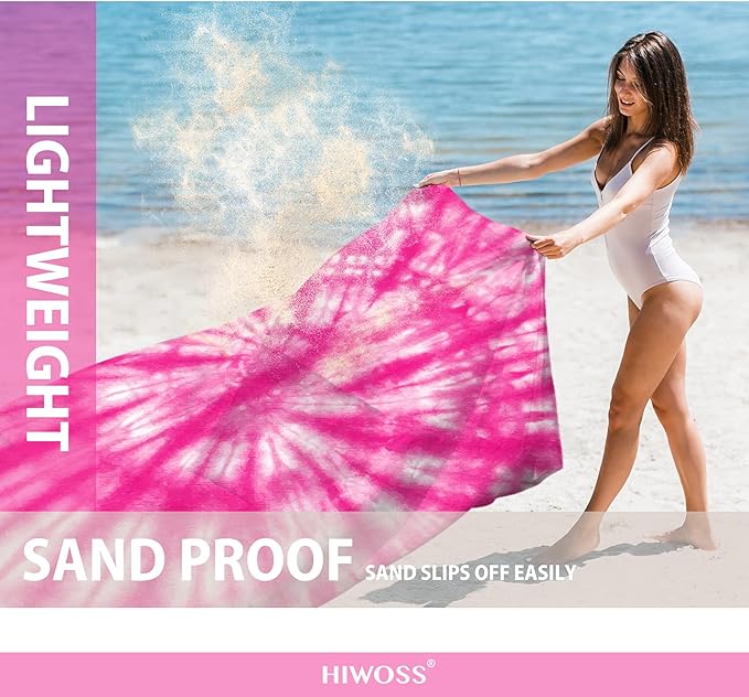Beach Blanket Waterproof Sandproof Oversized 95”x 80”,Sand Free Beach Mat with Corner Pockets,Portable Mesh Bag for Beach Festival,Picnic,Travel and Outdoor Camping (PinkFloyd)