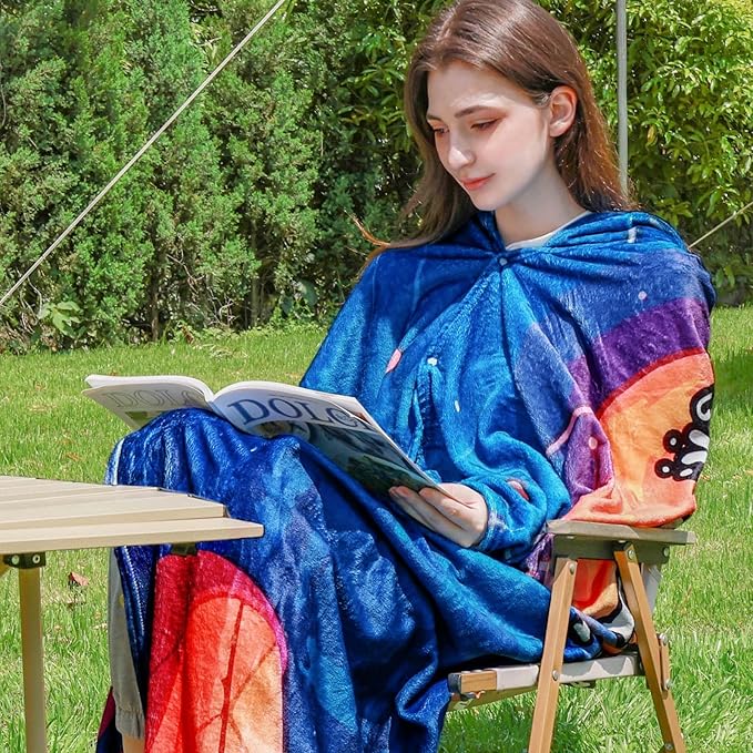 Camping Blanket Gift - Camping Gifts for Women Men - Camper Wearable Blanket Hoodie for Camp Outdoor - Camping Essentials Accessories - Camp Decor for Bedding RV Campsite Travel Hiking 70"x60"