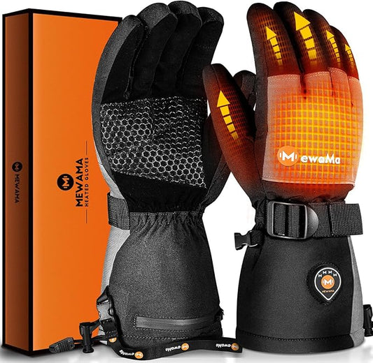 Heated Gloves for Men Women 7.4V Battery 22.2WH Rechargeable Heated Ski Gloves Touchscreen Waterproof Electric Heated Gloves for Winter Outdoor Work Skiing Hiking Camping Raynaud