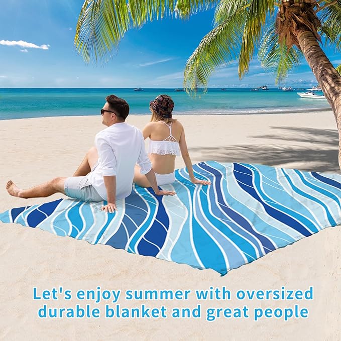 BYDOLL Beach Blanket Sandproof Waterproof 78''×81''1-4 Adults Compact Lightweight Oversized Beach Blanket Large Picnic Mat Beach Blanket for Travel Camping Hiking Picnic