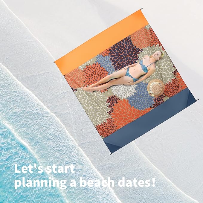 Beach Blanket Waterproof Sandproof, Picnic Blanket, Large Beach Mat 4-7 Adults, Lightweight Durable Beach Mat Sand Free Quick Drying for Beach Travel Camping Hiking Picnic 79"x79"