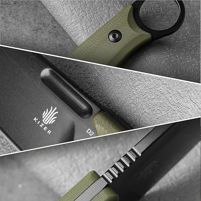 Kizer Cabox Fixed Blade Knife 3.36" D2 Steel Fixed Blade Hunting Knife G10 Handle with Sheath Survival Camping Knife 1048A3