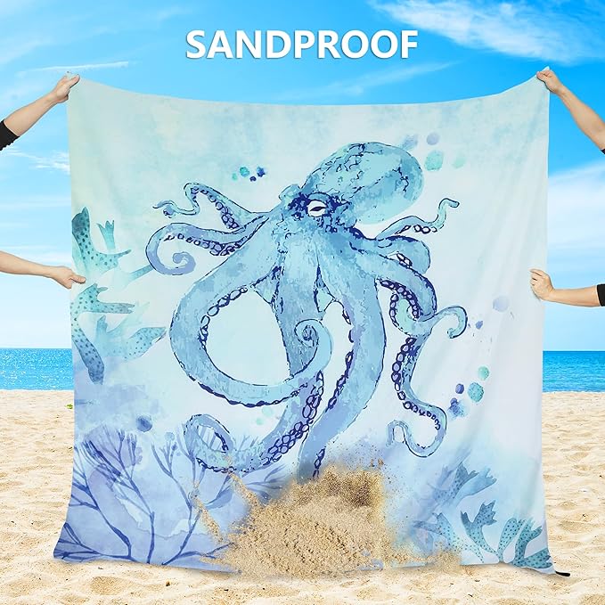 Beach Blanket, Sandproof Beach Mat, Waterproof Quick Drying Lightweight Outdoor Picnic Mat 79" X 83" for 2-4 Adults with Pocket for Travel, Camping, Hiking