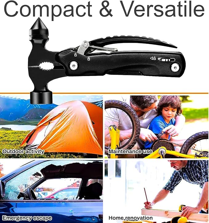 Multi Tool For Men,Tool Kit,Window Breaker Seatbelt Cutter,Multitool Knife,Car Safety Hammer,Cool Birthday Gift Idea For Men Adult Son,Car Escape Tool,Multifunctional Pliers,Travel Emergency Kit