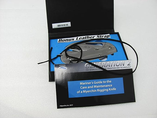 Myerchin Professional Generation 2 Titanium Captain Rigging Knife Tf300P Marlinspike Belt Pocket Sheath With BONUS Leather Lanyard Strap