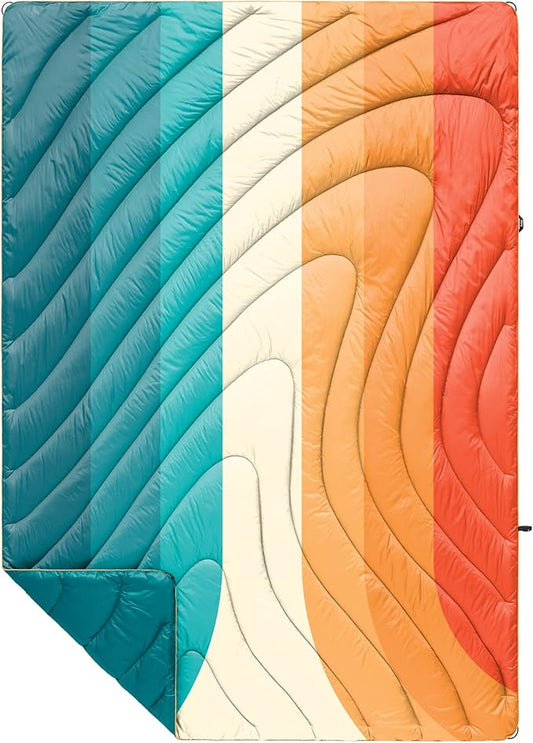 Rumpl Original Puffy Blanket - Warm Puffy Camping Blanket, 100% Recycled Polyester Insulation, Lightweight, Packable, Water-Resistant, Outdoor Puffer Blanket, 52"x75", Newport Swell