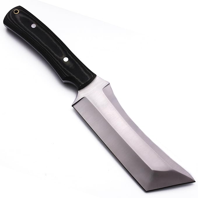 GCS Handmade Micarta Handle D2 Tool Steel Tactical Hunting Knife with leather sheath Full tang blade designed for Hunting & EDC GCS 192