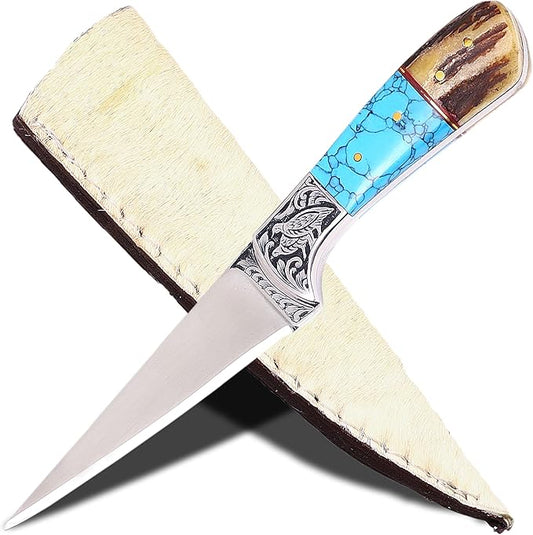 KNI-3140 Custom Handmade D2 Steel Knife with Leather Sheath 3D Engraved