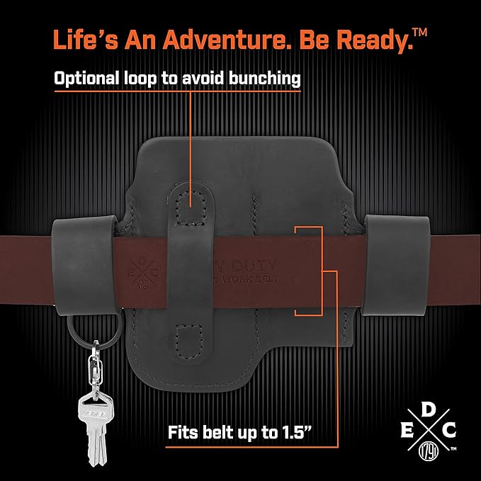 Multitool & Flashlight Holster, Leather EDC Organizer Belt Pouch Fits Multitool, Knife, Flashlight, Keys - Compatible with Heavy Duty Leatherman, Gerber, SOG Multitools