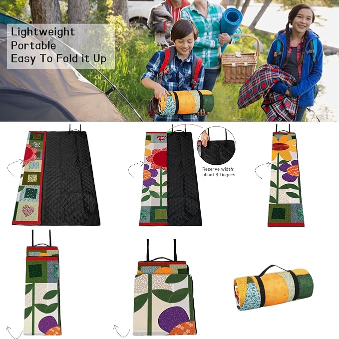 Picnic Blankets Beach Blanket 80" X 60" Extra Large Waterproof Camping Blankets Portable Outdoor Mat 3-Layer blanket for Beach, Hiking, Park, Music Festival, Grass Lawn,Travel