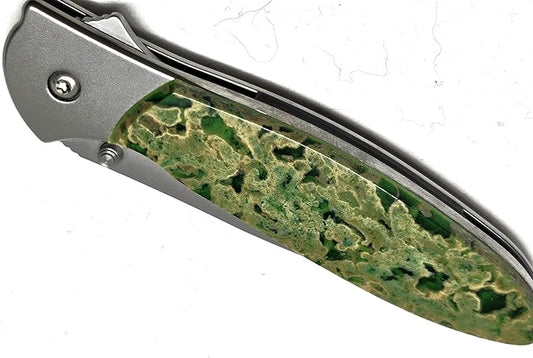 Hot Springs Green Solid Handle on Ken Onion Designed Leek with Plain Blade