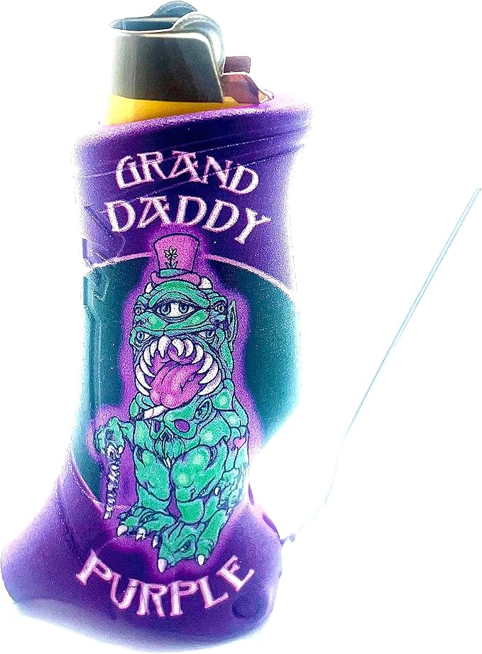 Califari's Toker Poker® - Bic Lighter Sleeve Case Cover Multi Tool, Strain Art Collection, All Inclusive Lighter Holder Tool for Camping Pipe Cleaning & More (Grand Daddy Purple)