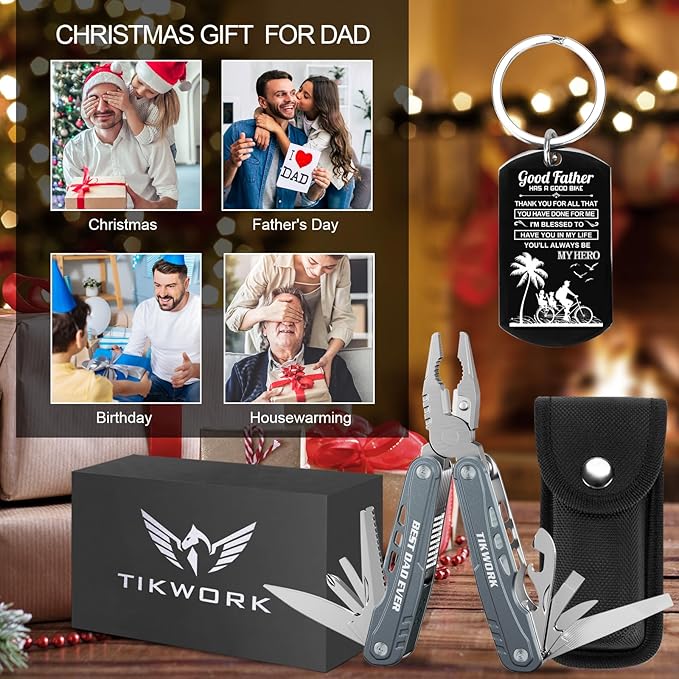 Fathers Day Dad Gifts from Daughter Son,24-in-1 Multi tool "BEST DAD EVER" Christmas Birthday Gifts,Survival Tools for Climbing,Camping,Cycling,Hunting