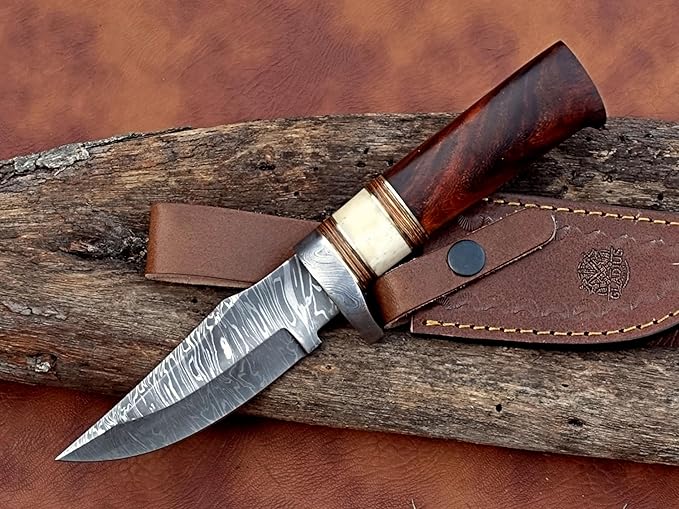 | Viking Heritage Skinner Knife – Expertly Crafted with Damascus steel for Precision Hunting and Field Dressing: Embrace the Timeless Elegance of Craftsmanship with this Razor-Sharp