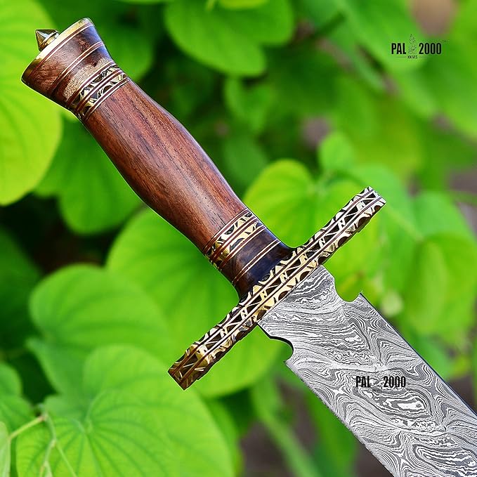 SW-3018 Custom Handmade Damascus Viking Hunting Dagger Sword with Sheath