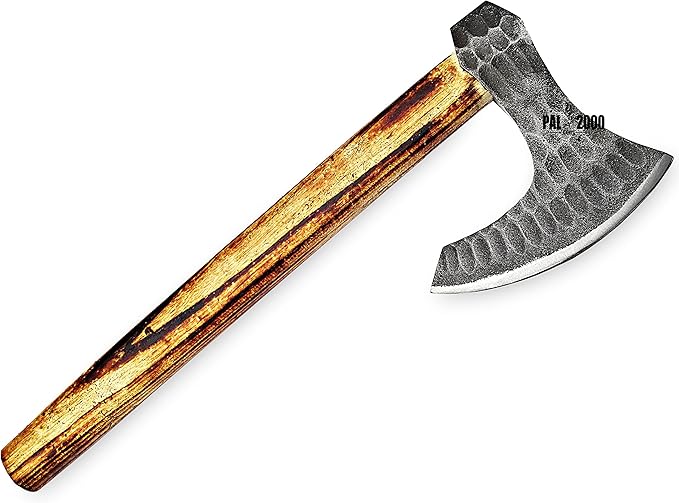 AX-2038 Custom Handmade Viking Hatchet Axe Carbon Steel Head Bearded Camping Tomahawk Battle Ax with Sheath