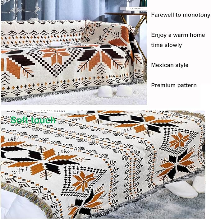 Authentic Large Mexican Blanket, Handwoven Yoga Blanket, Beach Blanket, Damp Proof Camping mat Tapestry, Suitable Hotels, and Restaurants, Brown