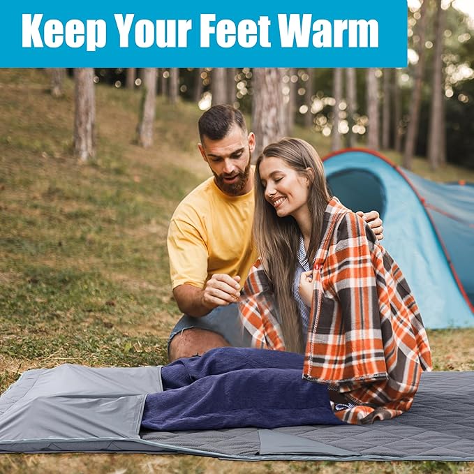 MABOZOO Warm Puffy Camping Blanket,66''X 40'' Waterproof Blanket and Outdoor Pillow 2-in-1,Warm Camping Blankets for Cold Weather,Hiking, Survival