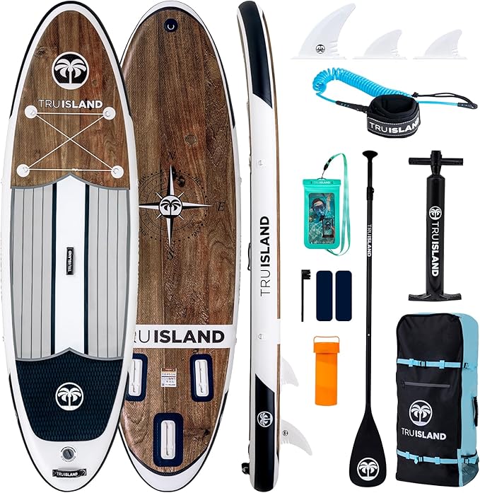 TRUISLAND Inflatable Paddle Board, Stand Up Paddle Board with Backpack, Non-Slip Thickened Deckpad, Waterproof Phone Case, Leash, Paddle, Hand Pump