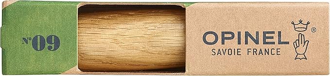 OPINEL - No. 09 Stainless Steel - Opinel Wood Folding Pocket Knife - 9 cm Stainless Steel Blade and Oak Wood Handle
