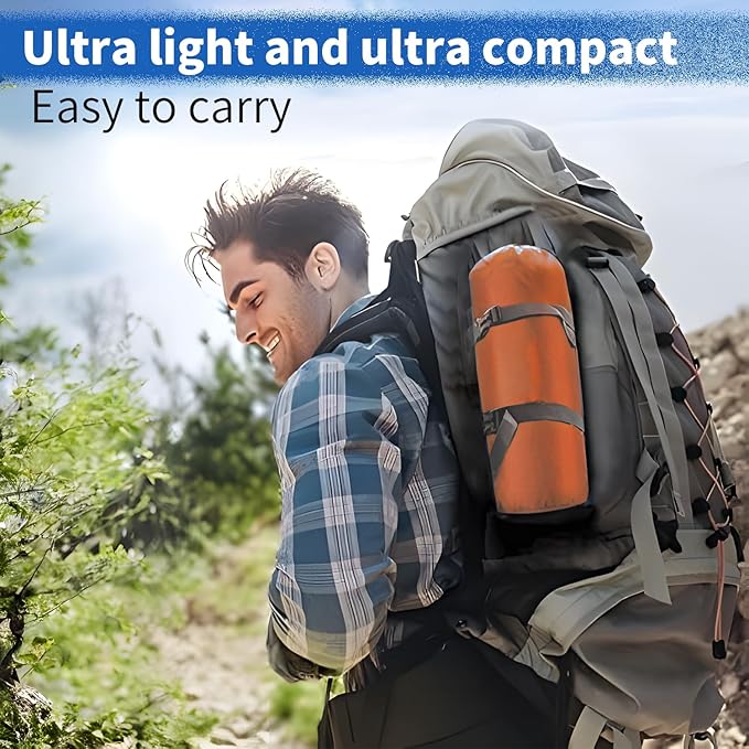 DDD Ultra-Light Inflatable Camping Sleeping Pad with its Built-in Foot Pump and Pillow - The Ultimate Camping pad, Hiking pad, Backpacking Pad and Lightweight for a Outdoor Sleep——Orange