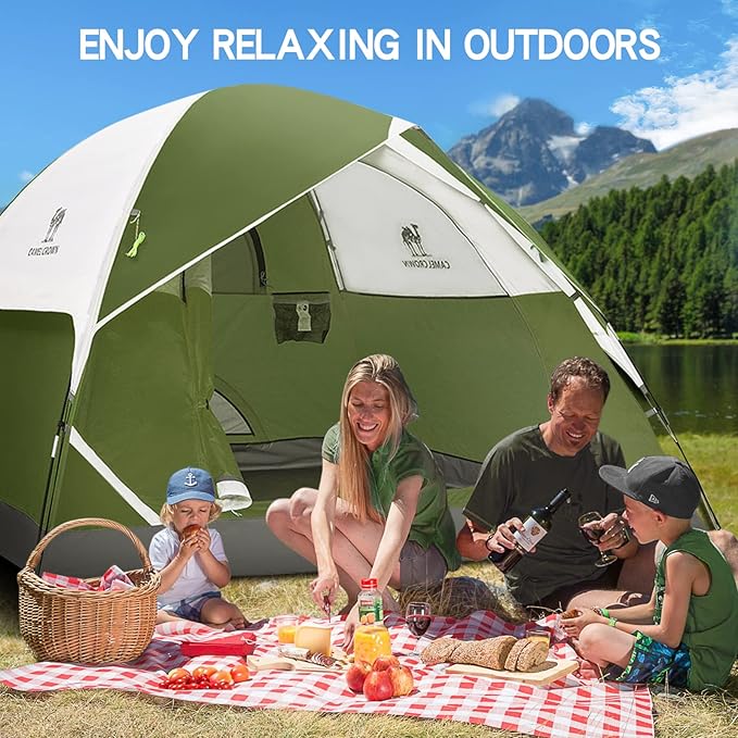 CAMEL CROWN Tents for Camping 2/3/4/5 Person Camping Dome Tent, Waterproof,Spacious, Lightweight Portable Backpacking Tent for Outdoor Camping/Hiking