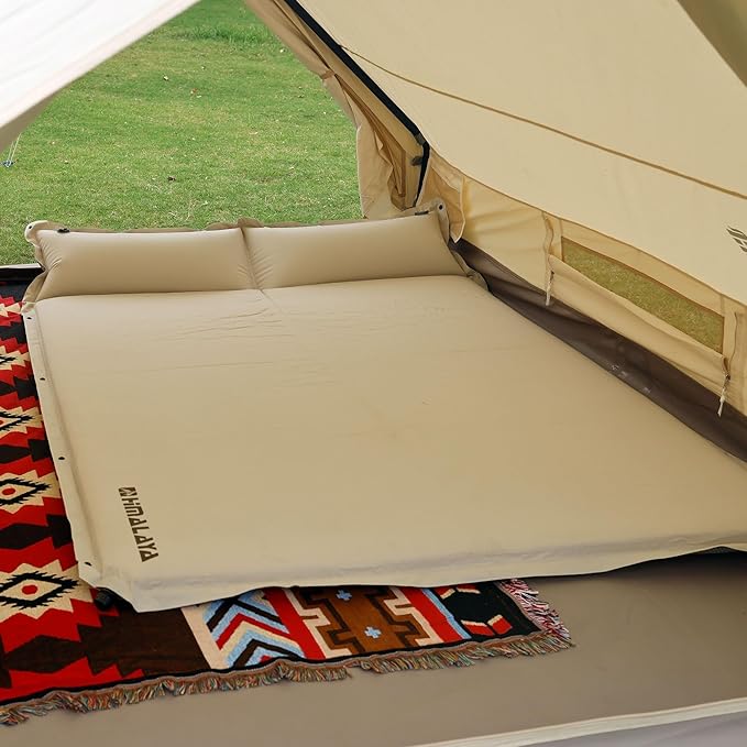 Lightweight Camping Sleeping Pad Inflatable Sleeping Mat Compact Camping Air Mattress with Pillow 2 Person Backpacking Foam Sleeping Pad