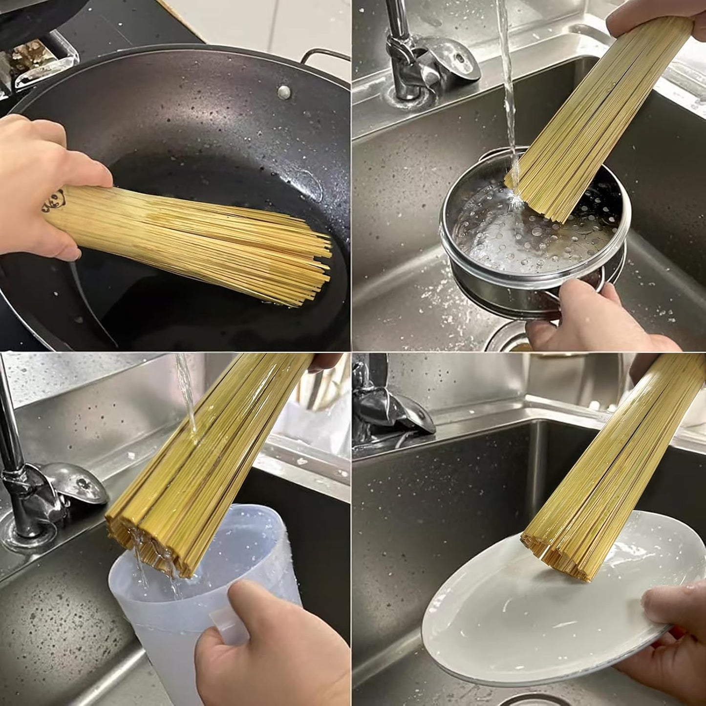 2 Pack Handmade Bamboo Wok Brush,Wok Cleaning Brush for Carbon Steel and Cast Iron,Bamboo Brush for Wok Cleaner,Kitchen Scrubbing Brush for 9" Wok,Dish Brush with Handle,Wok Scrubber Accessories