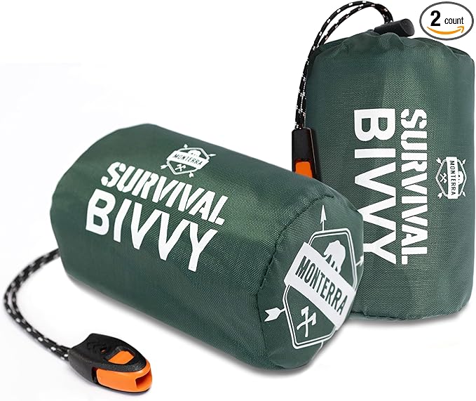 Monterra Emergency Survival Bivvy, Sleeping Bag, Hiking Essentials, Bivy Sack, Outdoor Gear and Equipment, Camping Accessories.