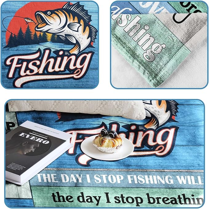 Fathers Day Fishing Gifts,Fishing Gifts for Men,Fishing Gifts,Gifts for Men Who Love Fishing,Best Gifts for a Fisherman,Funny Fishing Gifts for Boys,Dad,Women,Fisherman Gifts Throw Blanket 60inx50in