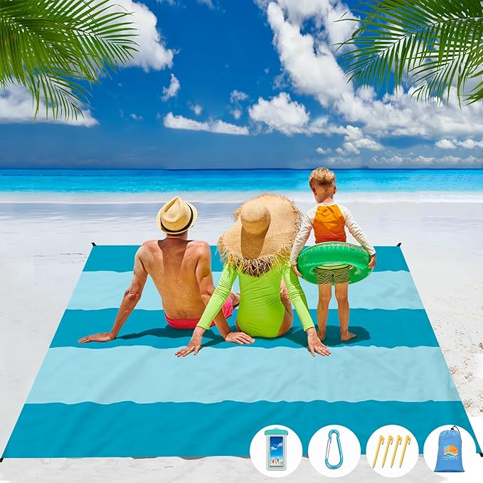 Beach Blanket Waterproof Sandproof 1-8 Adult Oversized 9'×10' Lightweight Durable Compact Sand Free Beach Mat for Travel Camping Hiking Picnic Blanket