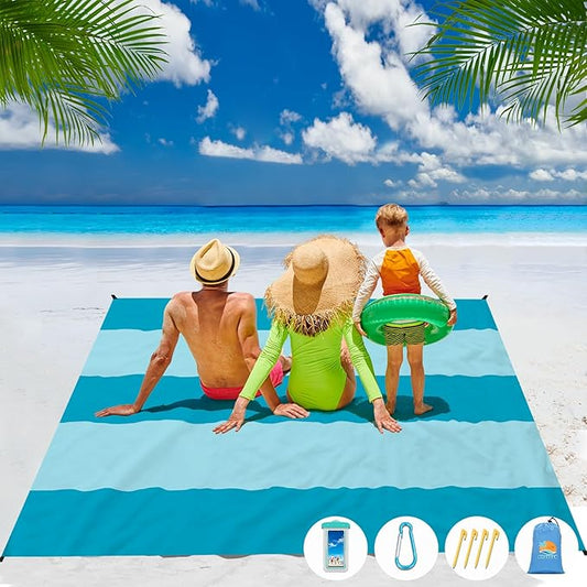 Beach Blanket Waterproof Sandproof 1-8 Adult Oversized 9'×10' Lightweight Durable Compact Sand Free Beach Mat for Travel Camping Hiking Picnic Blanket
