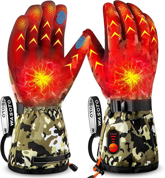 Heated Gloves for Men Women with 7.4V 22.2WH Rechargeable Battery Waterproof Heated Ski Gloves for Motorcycle Skiing Hunting Fishing Working Hiking Camping Arthritis Raynaud
