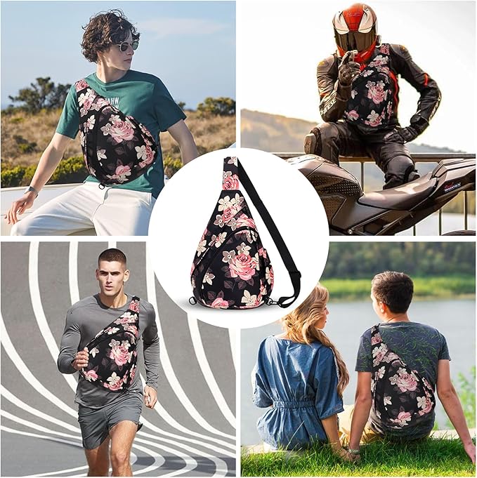 HUA ANGEL Crossbody Sling Bag for Men & Women Lightweight Waterproof Chest Shoulder Bag for Travel Hiking & Everyday Use