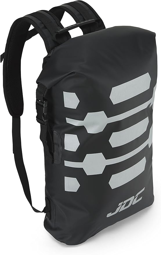 JDC Motorcycle Rucksack 100% Waterproof Dry Bag 30L - REFLECTOR - Black