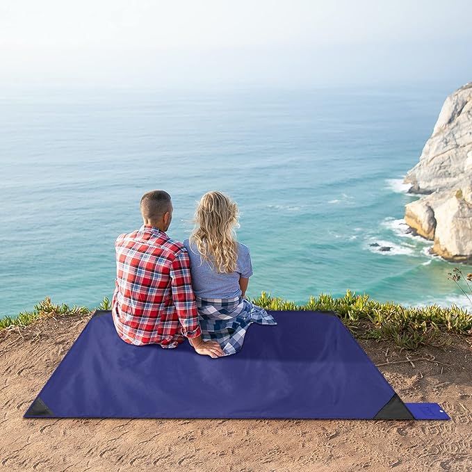 Odoland Beach Blanket Picnic Blanket, SandProof Waterproof Outdoor Pocket Blanket with Portable Bag, Foldable Lightweight Sand Free Quick Drying Beach Mat for Hiking Camping Picnics Travel Concert