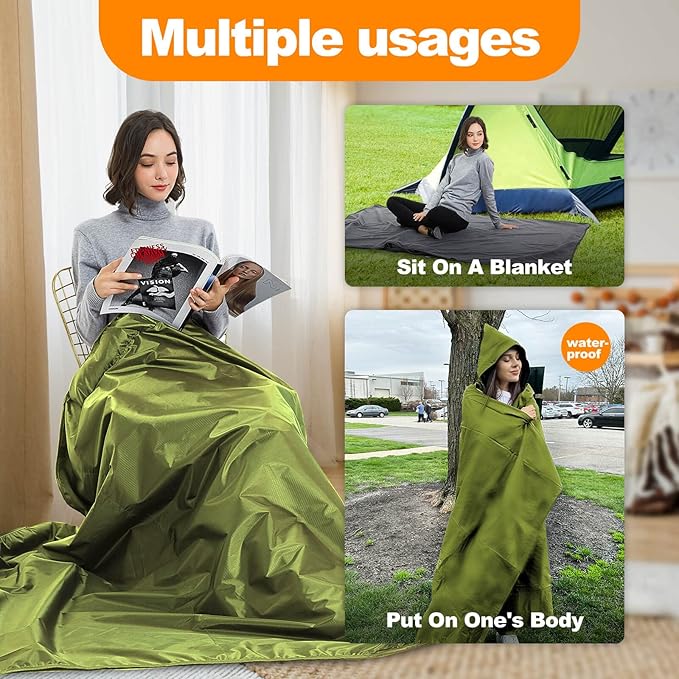 DOBYE Hooded Stadium Blanket, Large Waterproof Outdoor Fleece Blanket, Windproof Wearable Portable Warm Mat for Camping