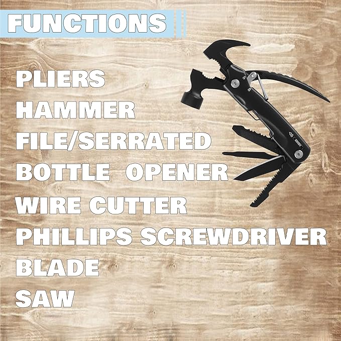 Ascent Handyman DIY Gift Tool Hammer Pliers 8 in 1 Multitool Gift Boxed, Handy Pocket Knife Screwdriver Saw For Camping Fishing Hiking Hunting - Gift Idea for Father, Men, Boyfriend, Women